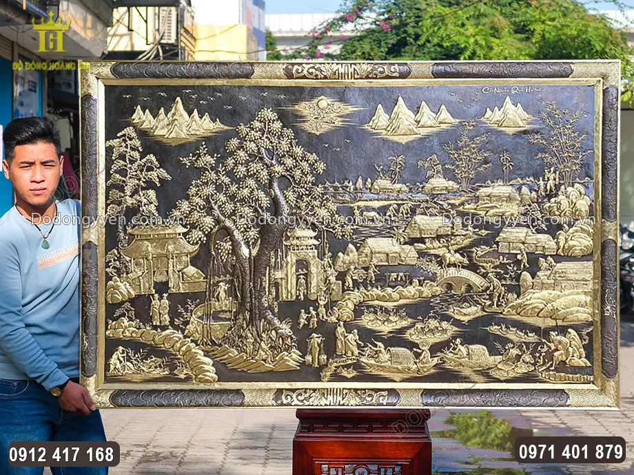 Tranh Cội Nguồn Qu&ecirc; Hương Khung Liền Đồng Hun Giả Cổ